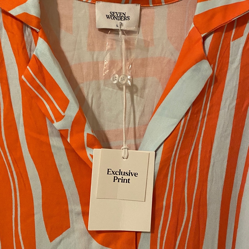NWT Seven Wonders Sola oversized button down shirt Alba print Large - Picture 11 of 11